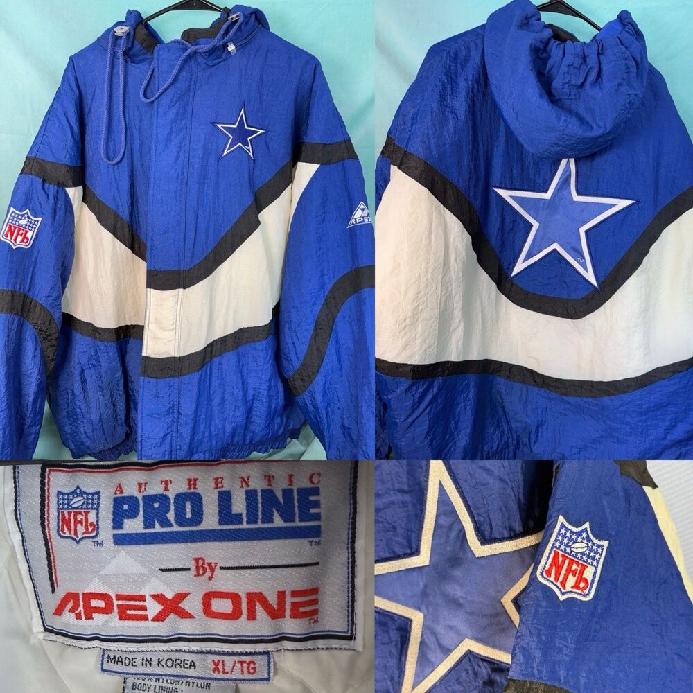 1990s DALLAS COWBOYS Mens Sz XL Pro Line APEX ONE Logo Jacket Vintage Puffer